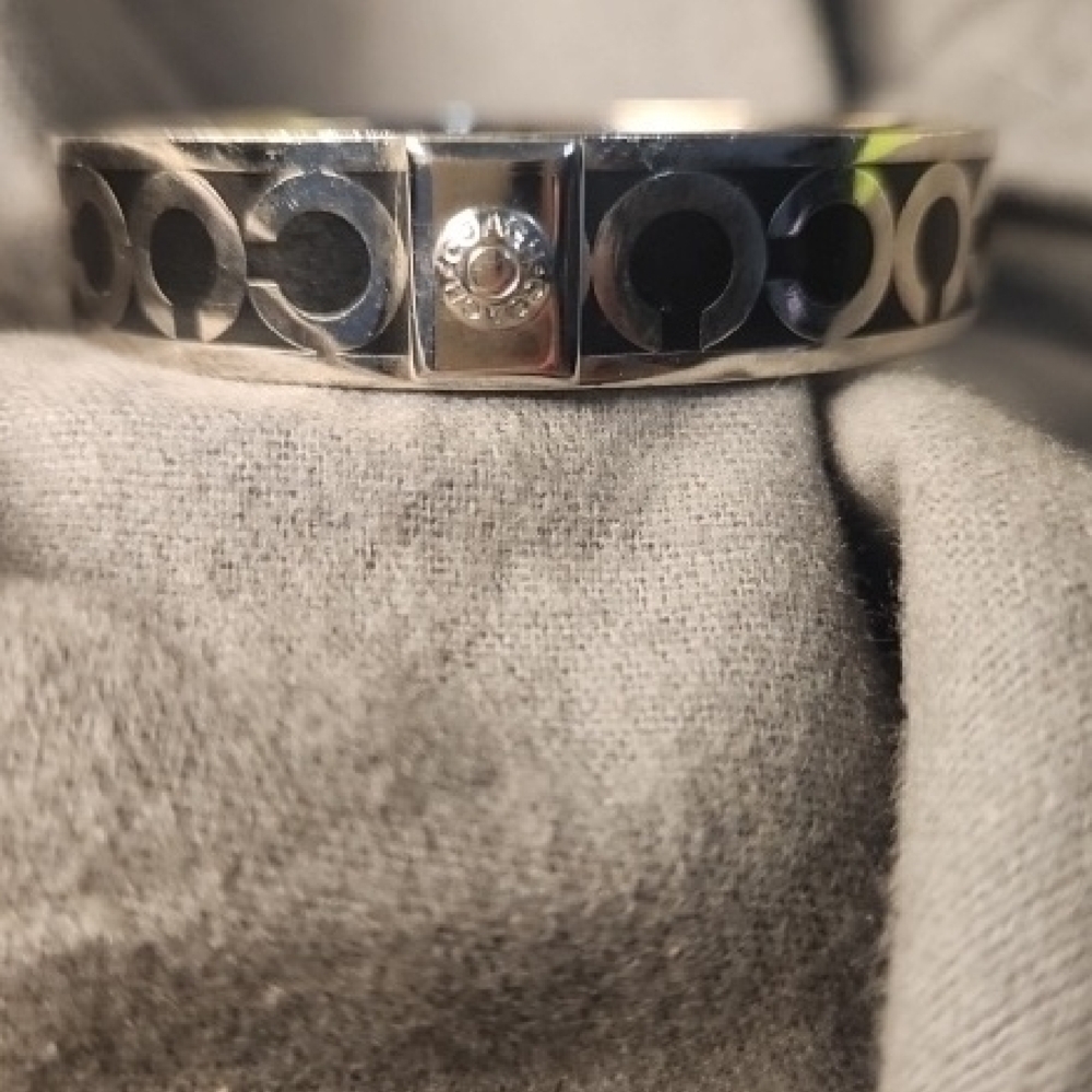 Coach Silver/Black Geometric Patterned Bracelet - image 2